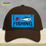 I Love Fishing Novelty License Plate Hat Cotton / Dark Brown