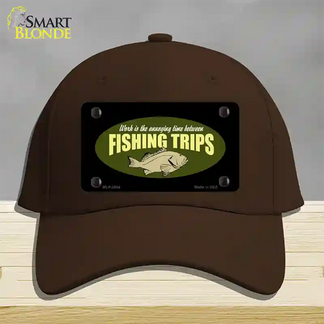 Fishing Trips Novelty License Plate Hat Cotton / Dark Brown