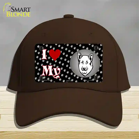 I Love My Akita Novelty License Plate Hat Cotton / Dark Brown