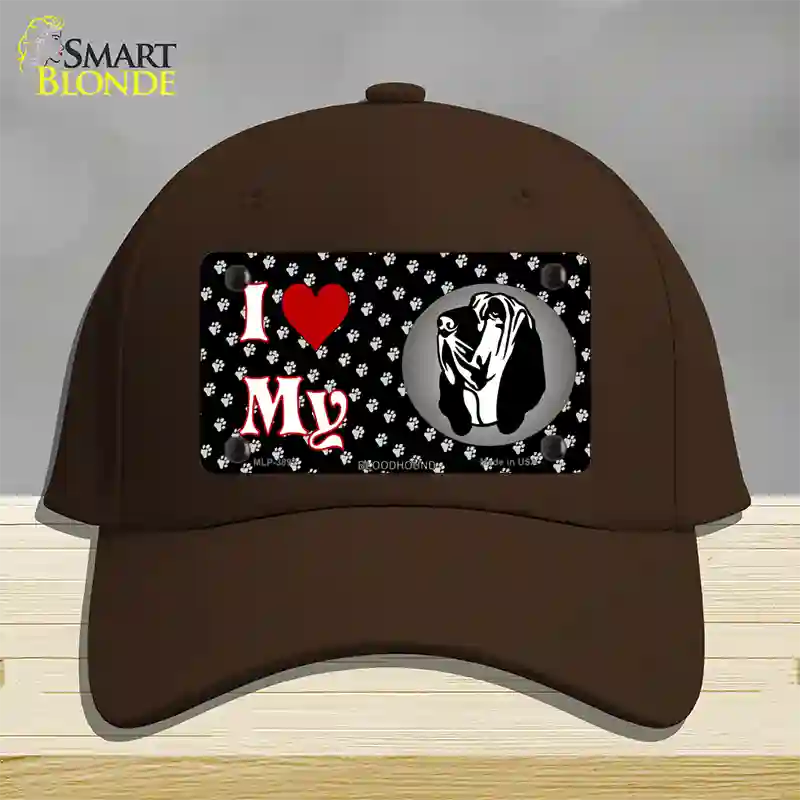 I Love My Bloodhound Novelty License Plate Hat Cotton / Dark Brown