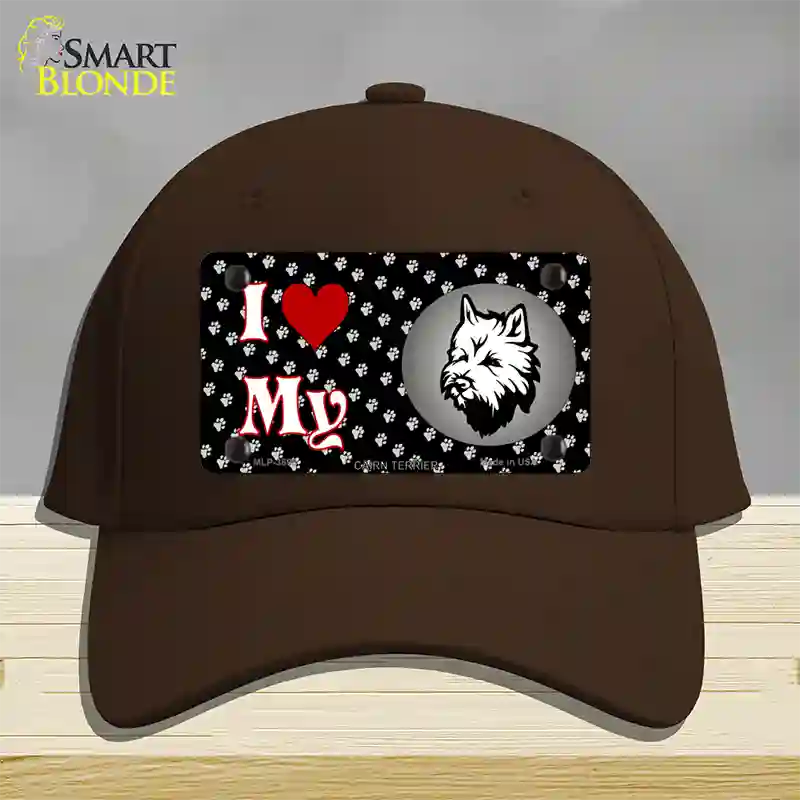 I Love My Cairn Terrier Novelty License Plate Hat Cotton / Dark Brown