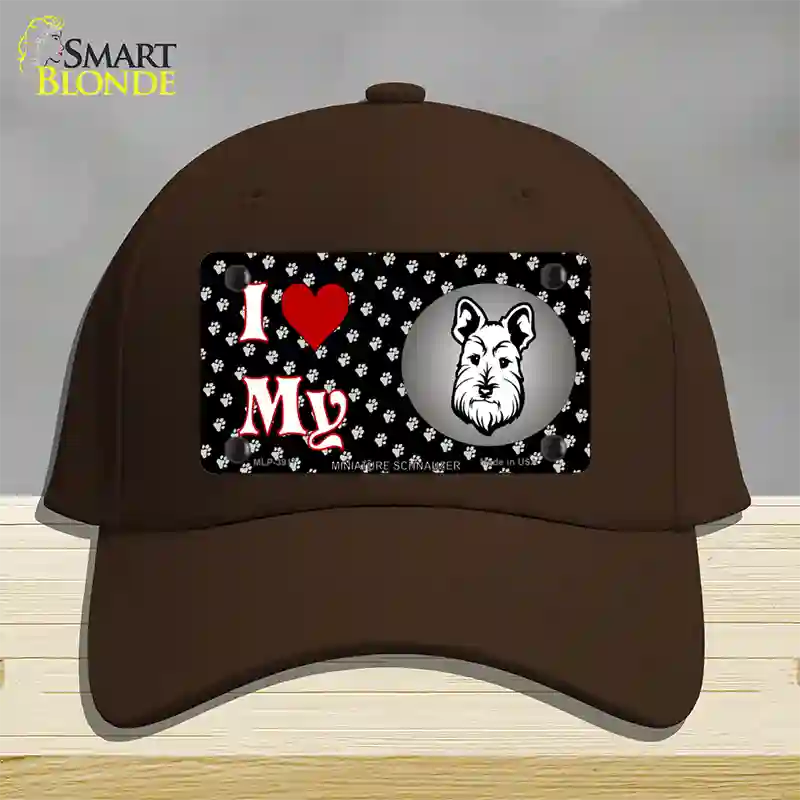 I Love My Miniature Schnauzer Novelty License Plate Hat Cotton / Dark Brown