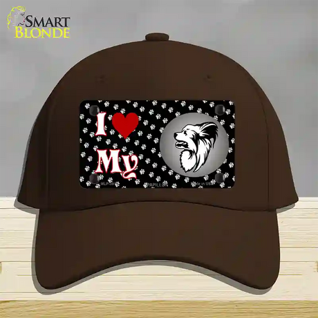 I Love My Papillon Novelty License Plate Hat Cotton / Dark Brown