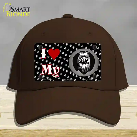 I Love My Pekingese Novelty License Plate Hat Cotton / Dark Brown