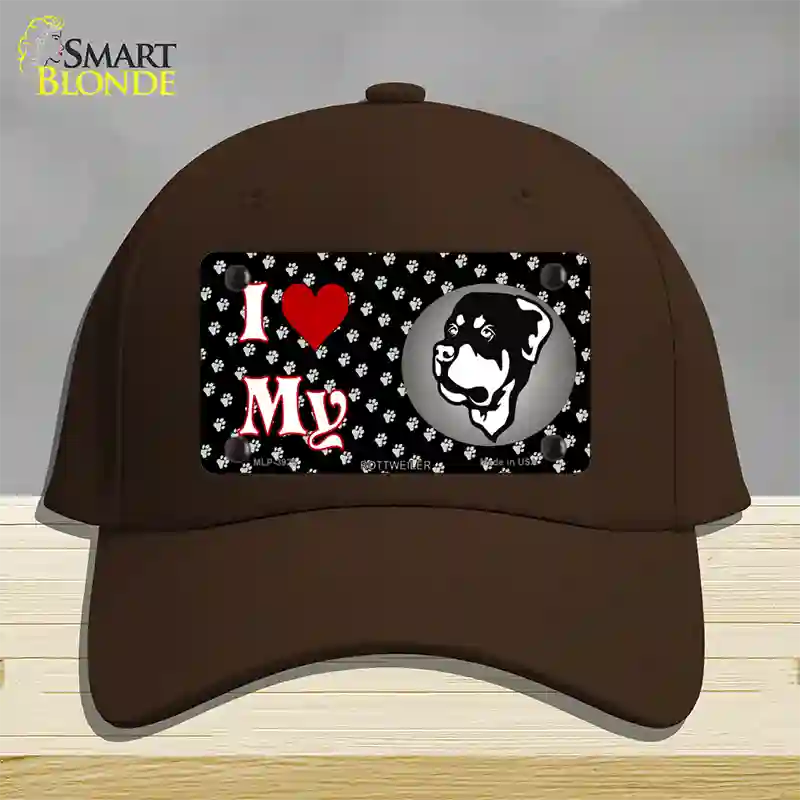 I Love My Rottweiler Novelty License Plate Hat Cotton / Dark Brown