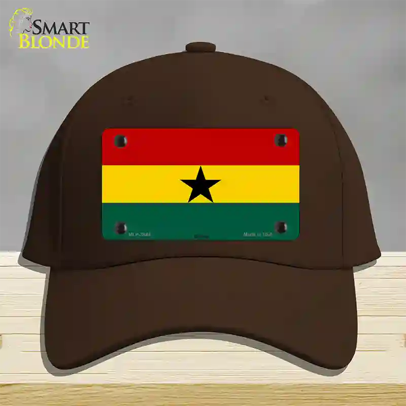 Ghana Flag Novelty License Plate Hat Cotton / Dark Brown