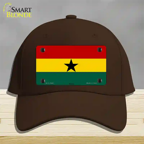 Ghana Flag Novelty License Plate Hat Cotton / Dark Brown