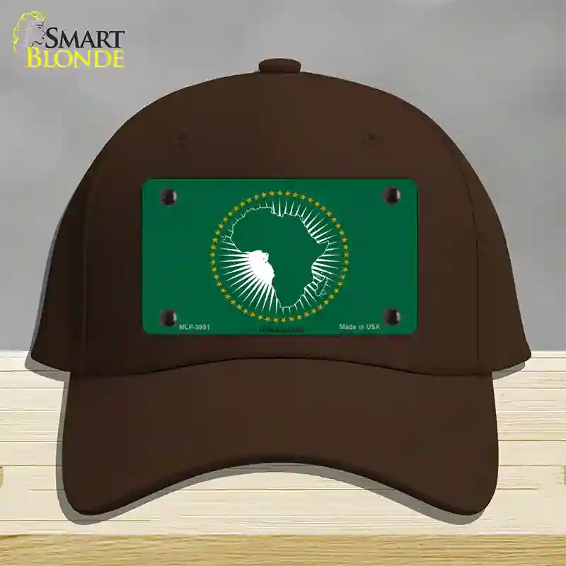 African Union Flag Novelty License Plate Hat Cotton / Dark Brown