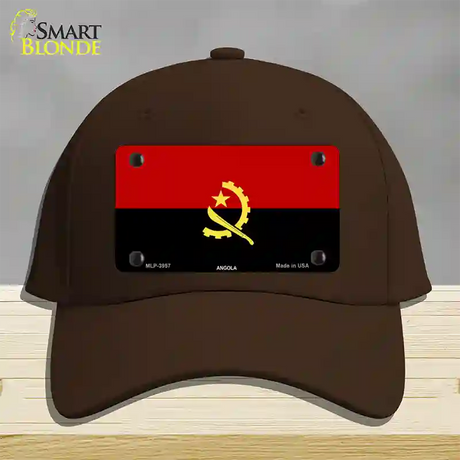 Angola Flag Novelty License Plate Hat Cotton / Dark Brown