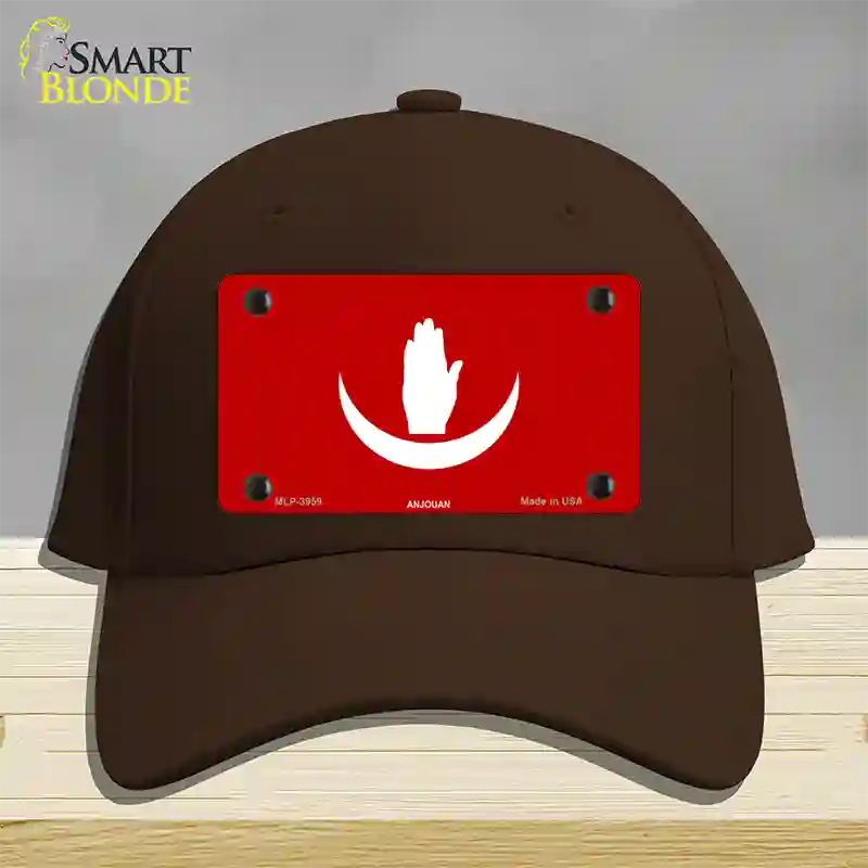 Anjouan Flag Novelty License Plate Hat Cotton / Dark Brown