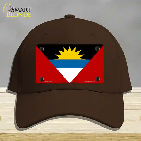 Antigua & Barbuda Flag Novelty License Plate Hat Cotton / Dark Brown