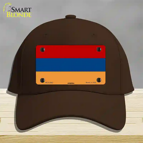 Armenia Flag Novelty License Plate Hat Cotton / Dark Brown