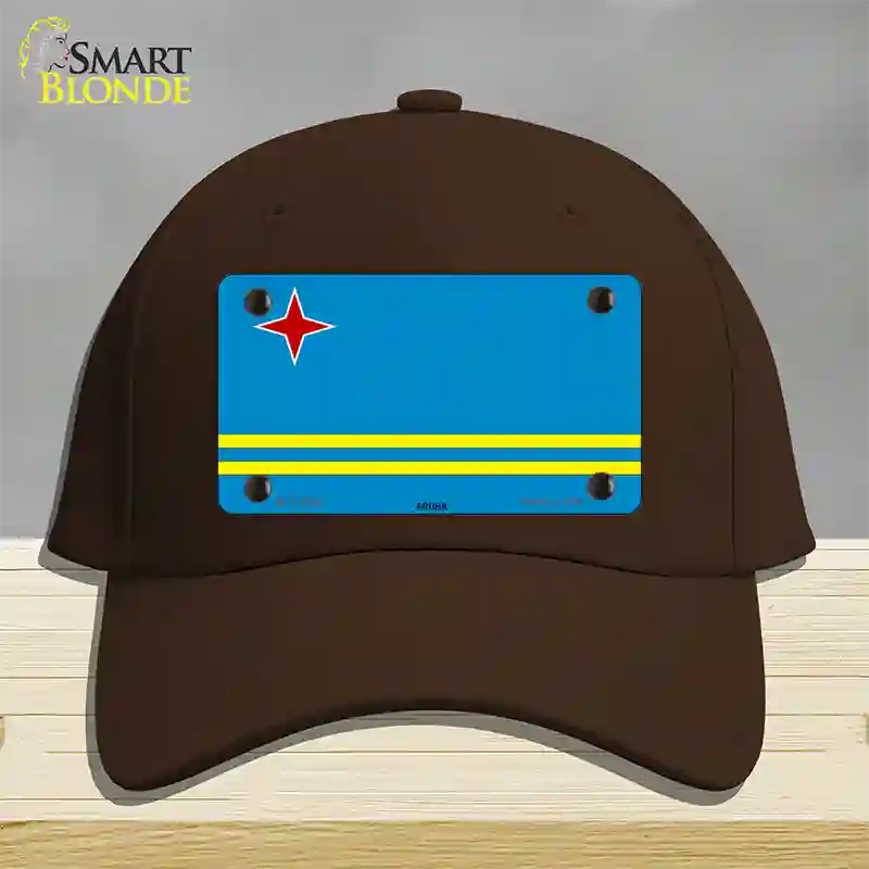 Aruba Flag Novelty License Plate Hat Cotton / Dark Brown