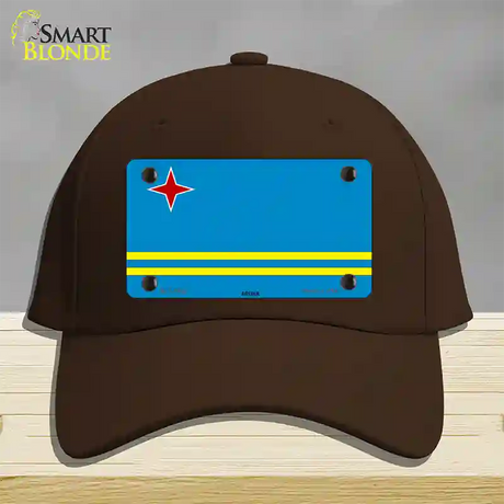 Aruba Flag Novelty License Plate Hat Cotton / Dark Brown