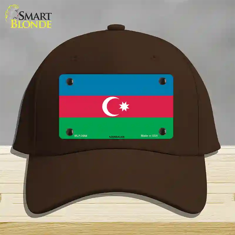 Azerbaijan Flag Novelty License Plate Hat Cotton / Dark Brown