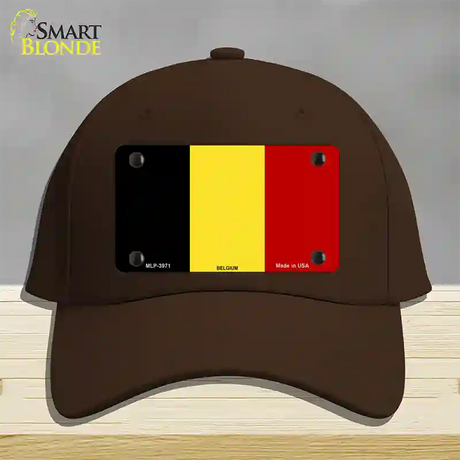 Belgium Flag Novelty License Plate Hat Cotton / Dark Brown