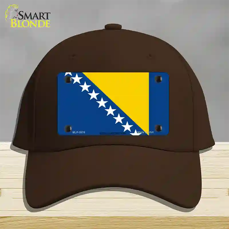 Bosnia Herzegovina Flag Novelty License Plate Hat Cotton / Dark Brown