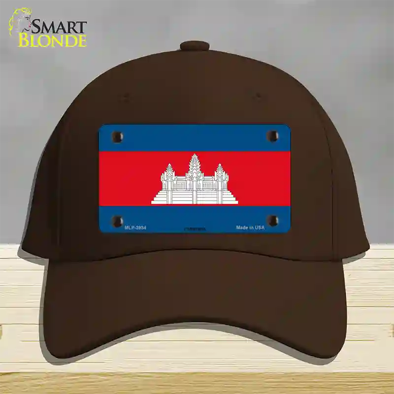 Cambodia Flag Novelty License Plate Hat Cotton / Dark Brown