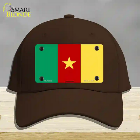 Cameroon Flag Novelty License Plate Hat Cotton / Dark Brown