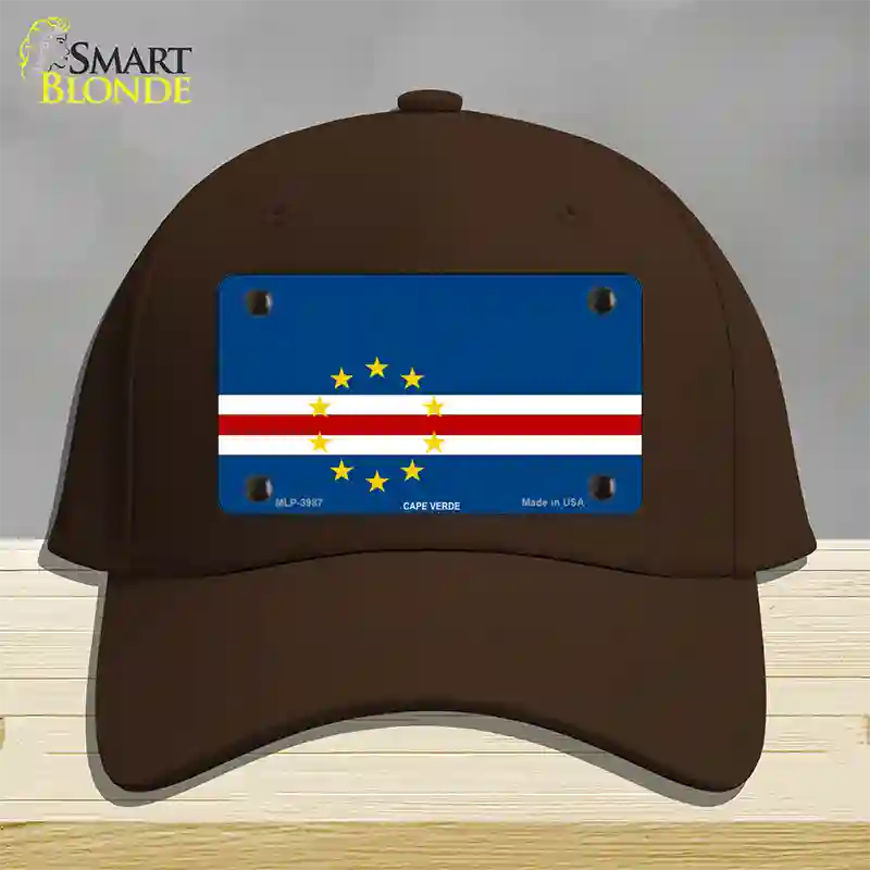 Cape Verde Flag Novelty License Plate Hat Cotton / Dark Brown