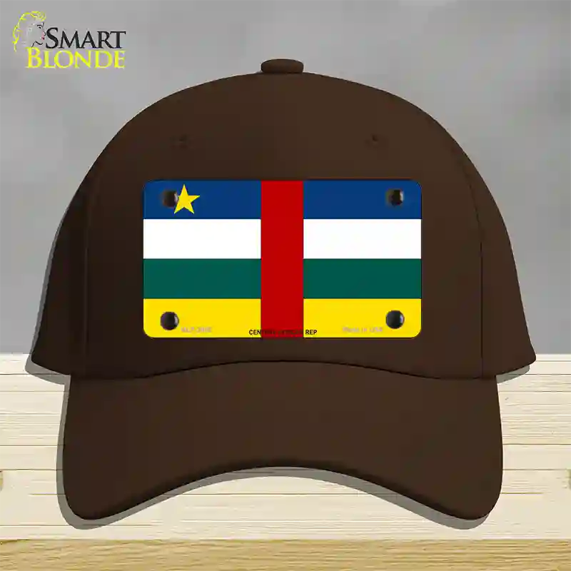 Central African Rep Flag Novelty License Plate Hat Cotton / Dark Brown