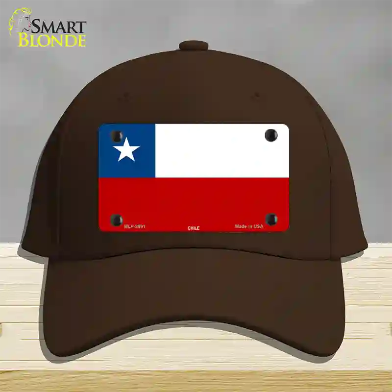 Chile Flag Novelty License Plate Hat Cotton / Dark Brown