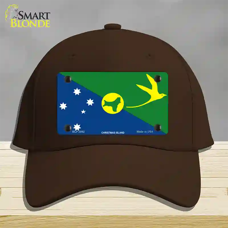 Christmas Island Flag Novelty License Plate Hat Cotton / Dark Brown