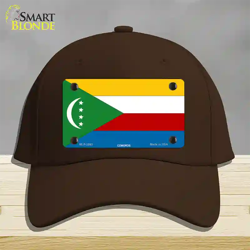 Comoros Flag Novelty License Plate Hat Cotton / Dark Brown