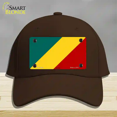 Congo Flag Novelty License Plate Hat Cotton / Dark Brown