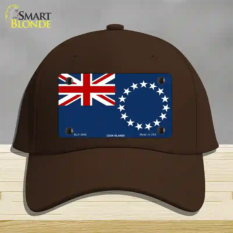 Cook Island Flag Novelty License Plate Hat Cotton / Dark Brown