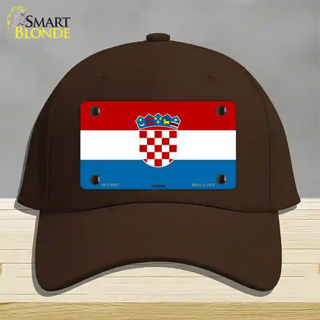 Croatia Flag Novelty License Plate Hat Cotton / Dark Brown