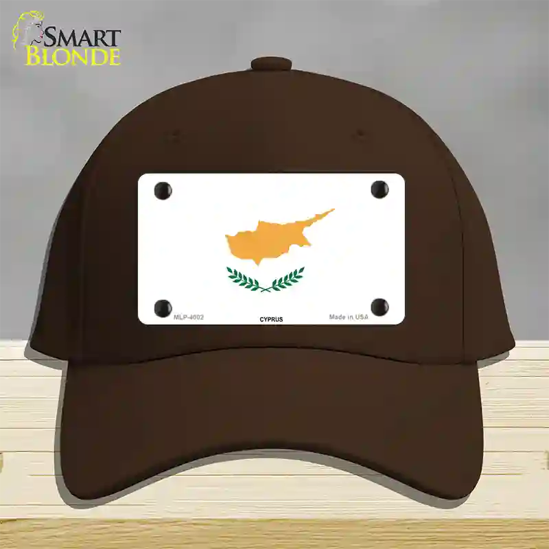 Cyprus Flag Novelty License Plate Hat Cotton / Dark Brown