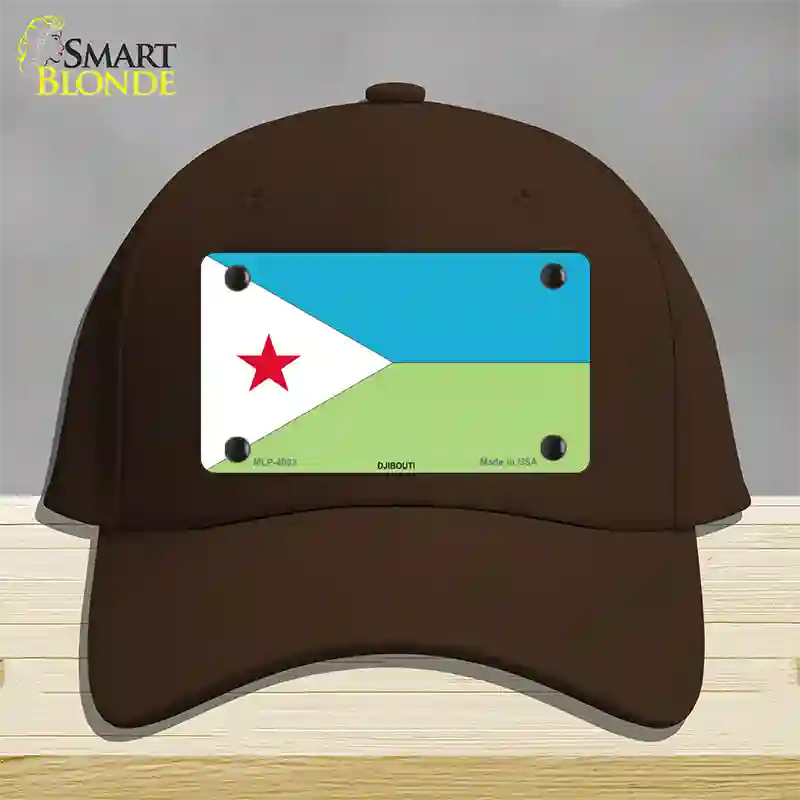 Djibouti Flag Novelty License Plate Hat Cotton / Dark Brown