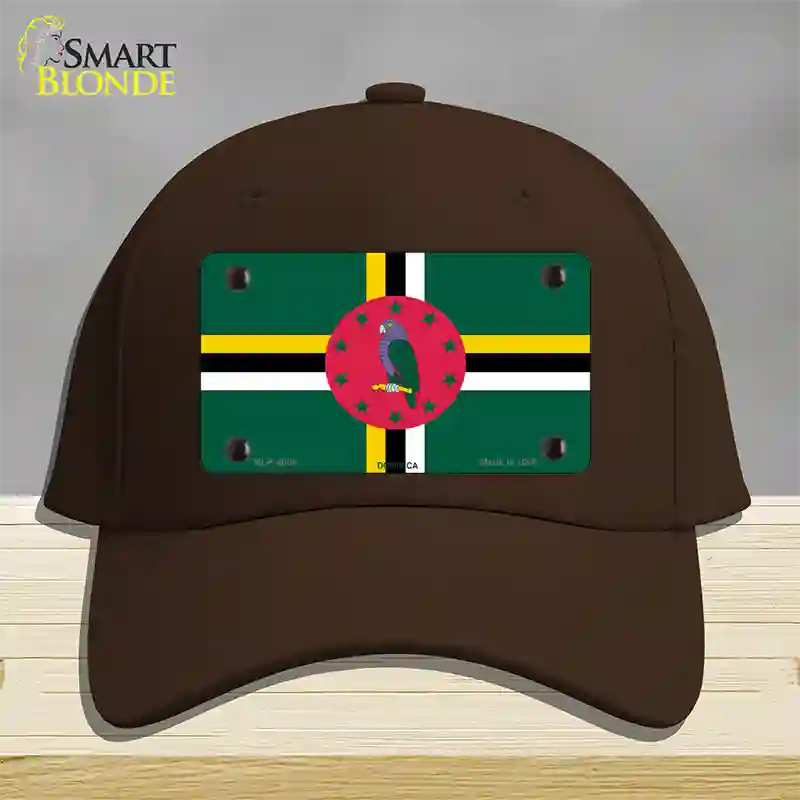 Dominica Flag Novelty License Plate Hat Cotton / Dark Brown