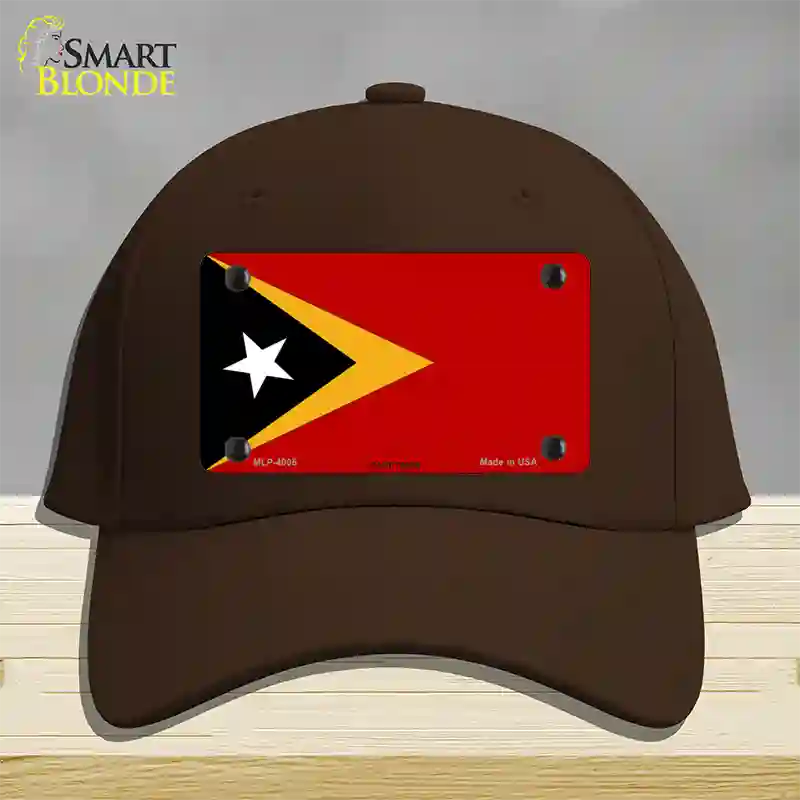 East Timor Flag Novelty License Plate Hat Cotton / Dark Brown