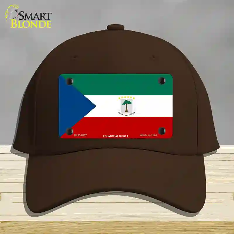 Equatorial Guinea Flag Novelty License Plate Hat Cotton / Dark Brown