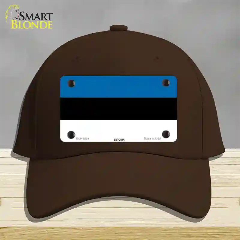 Estonia Flag Novelty License Plate Hat Cotton / Dark Brown