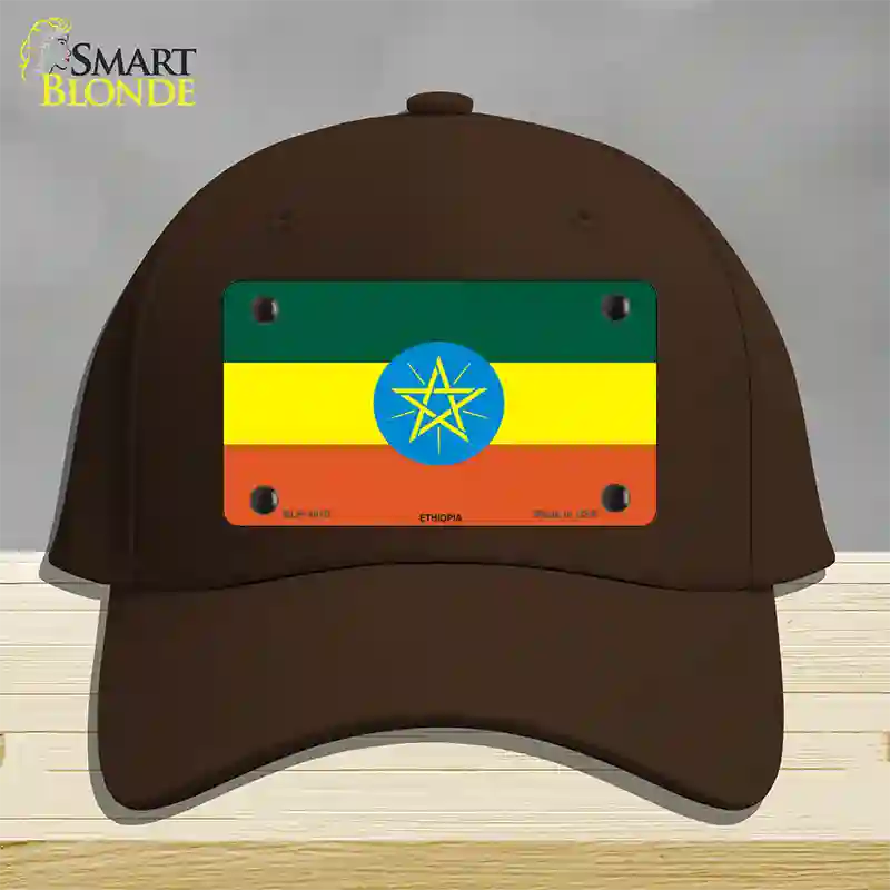 Ethiopia Flag Novelty License Plate Hat Cotton / Dark Brown