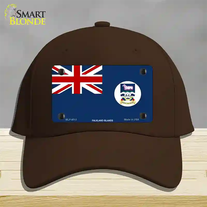 Falkland Islands Flag Novelty License Plate Hat Cotton / Dark Brown