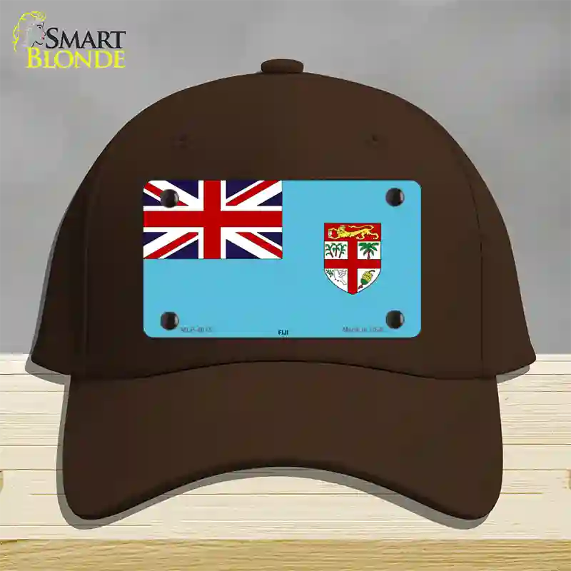 Fiji Flag Novelty License Plate Hat Cotton / Dark Brown