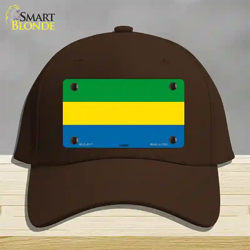 Gabon Flag Novelty License Plate Hat Cotton / Dark Brown