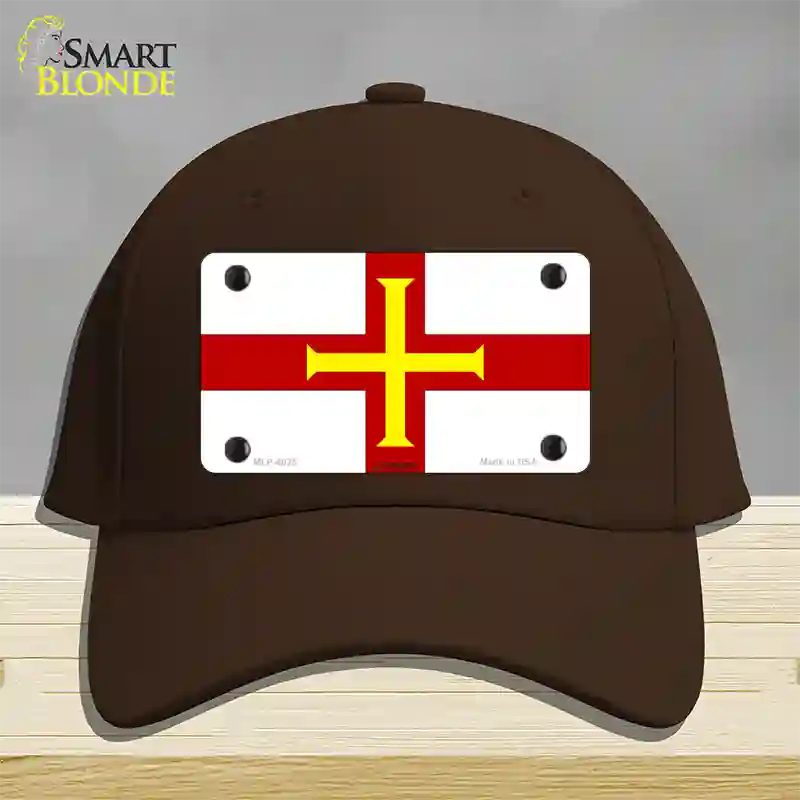 Guernsey Flag Novelty License Plate Hat Cotton / Dark Brown