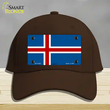 Iceland Flag Novelty License Plate Hat Cotton / Dark Brown