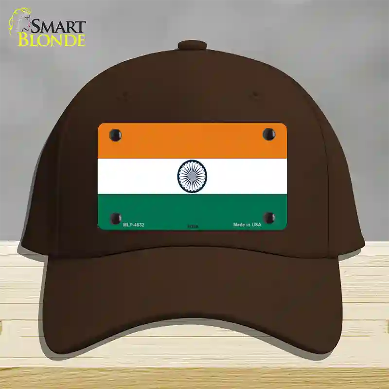 India Flag Novelty License Plate Hat Cotton / Dark Brown