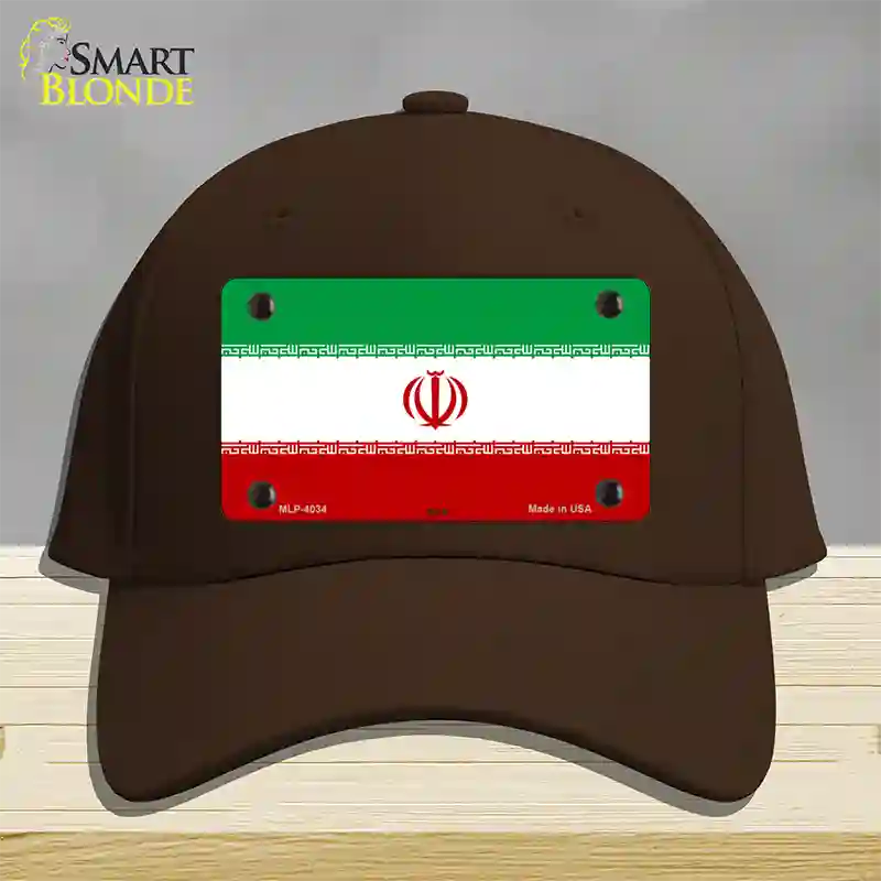 Iran Flag Novelty License Plate Hat Cotton / Dark Brown