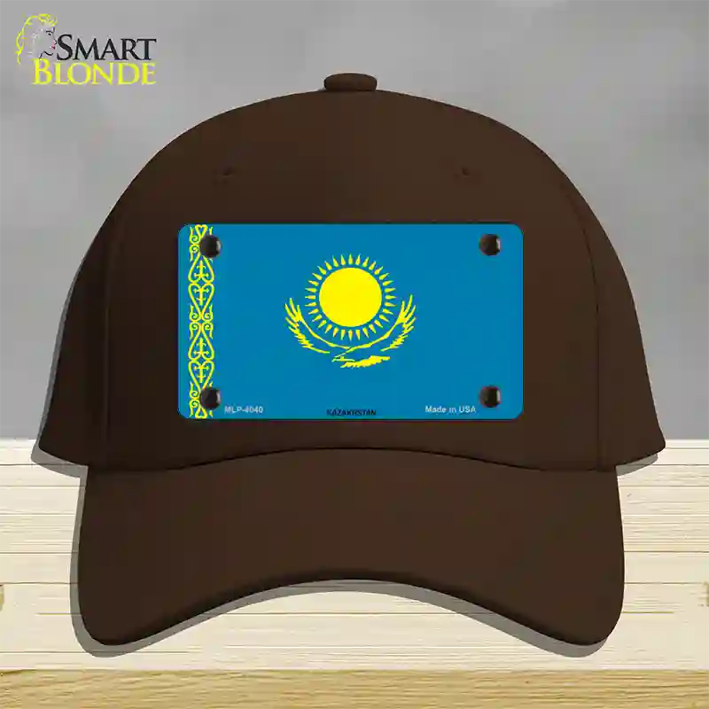 Kazakhstan Flag Novelty License Plate Hat Cotton / Dark Brown