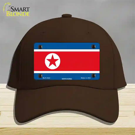 North Korea Flag Novelty License Plate Hat Cotton / Dark Brown