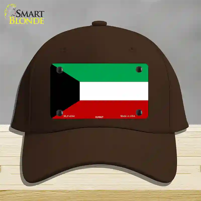 Kuwait Flag Novelty License Plate Hat Cotton / Dark Brown