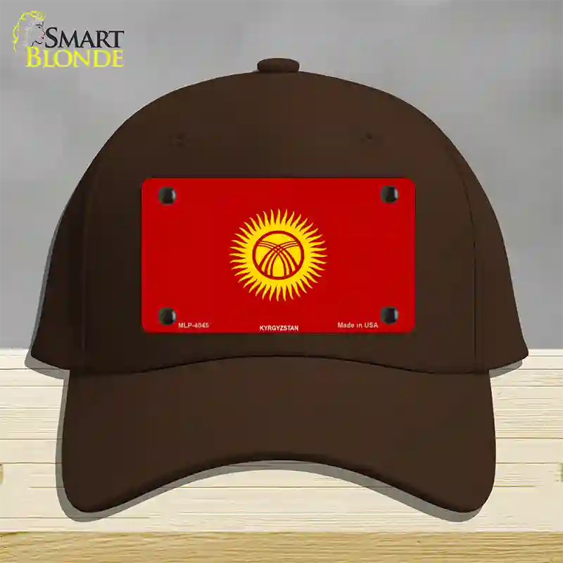 Kyrgyzsyan Flag Novelty License Plate Hat Cotton / Dark Brown