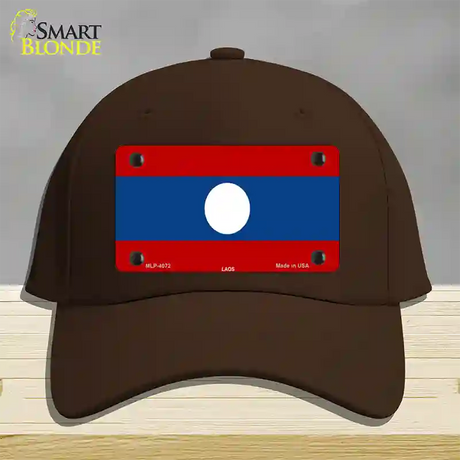 Laos Flag Novelty License Plate Hat Cotton / Dark Brown